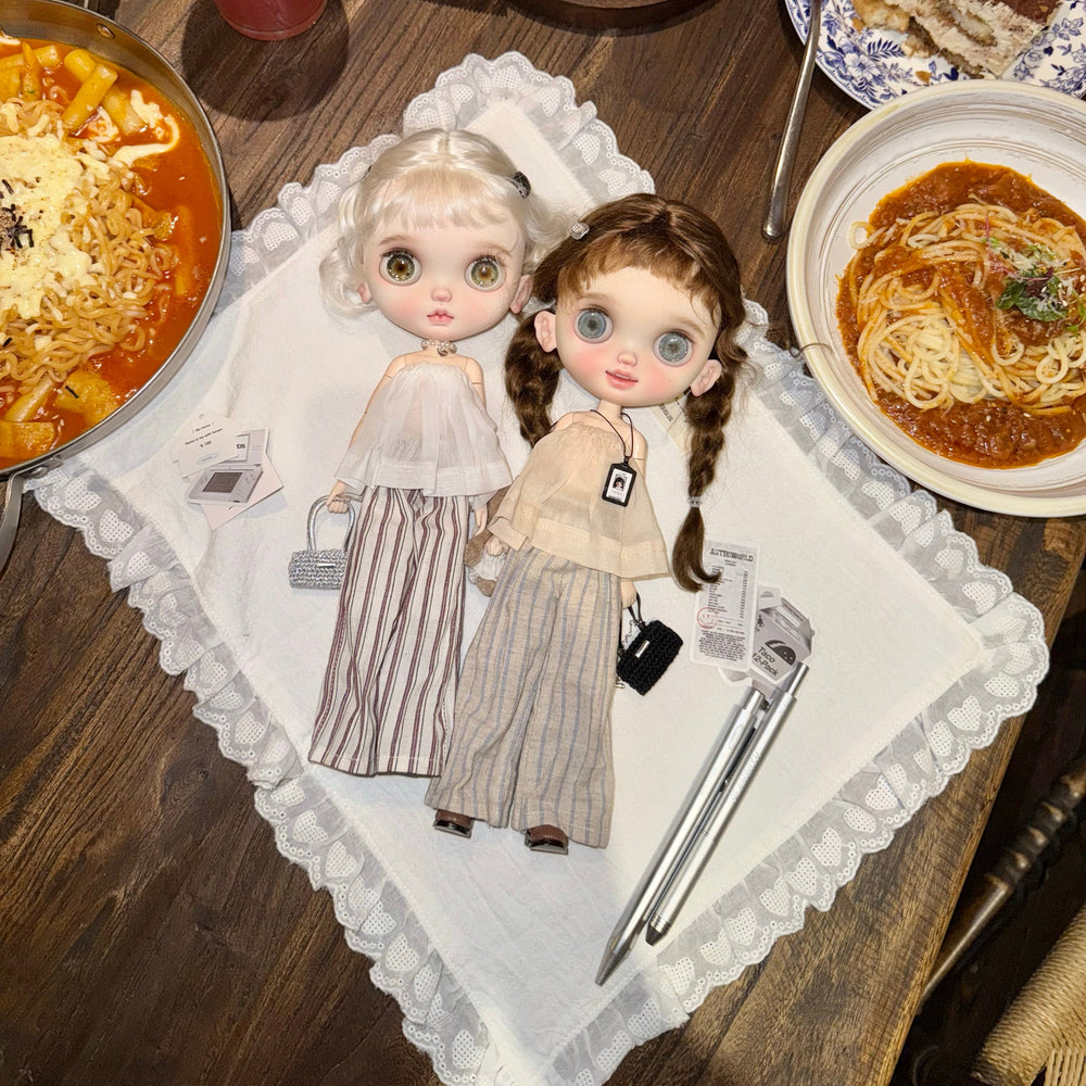 2pcs Strapless Chiffon Doll Outfit for Blythe OB22 OB24 Azone - handmade by Umberloom Studio, main product photo