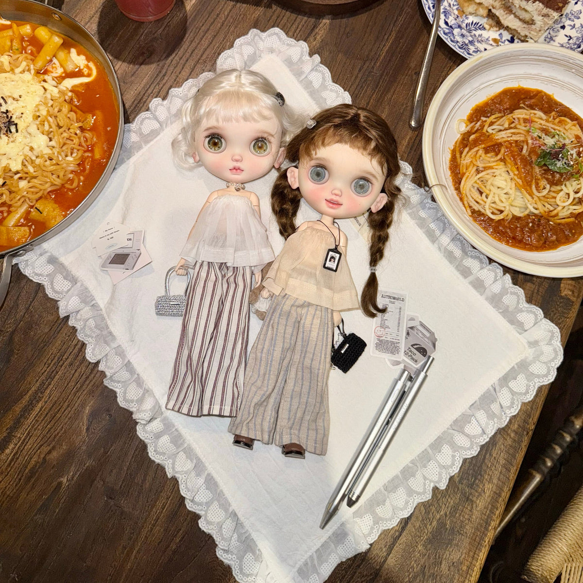 2pcs Strapless Chiffon Doll Outfit for Blythe OB22 OB24 Azone - handmade by Umberloom Studio, main product photo