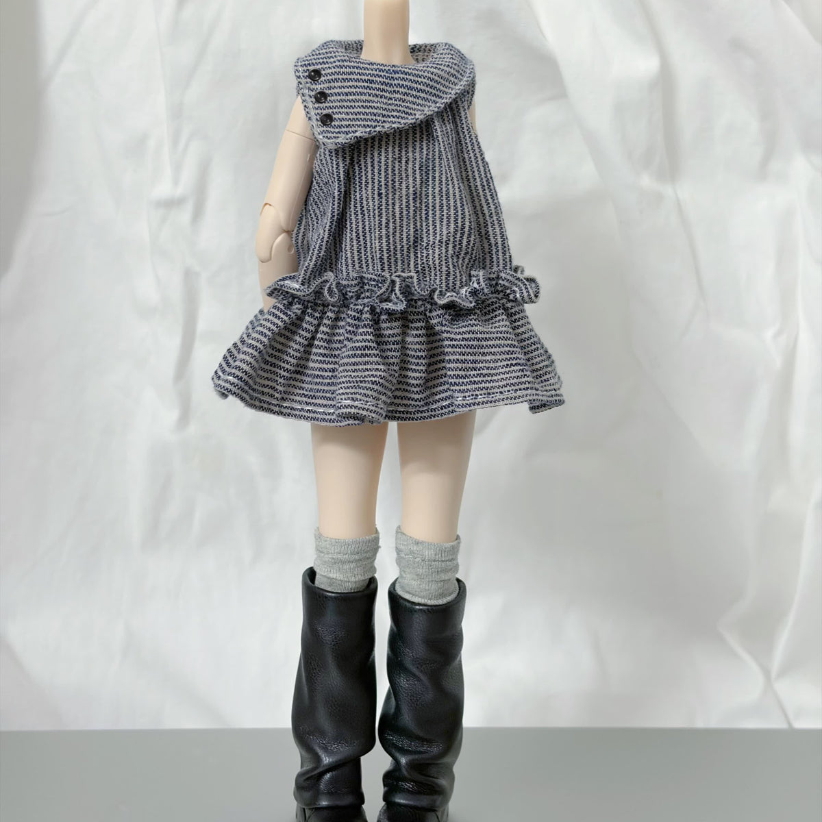 Striped Cotton Linen Doll Dress for Azone Blythe OB22 OB24 Dolls
