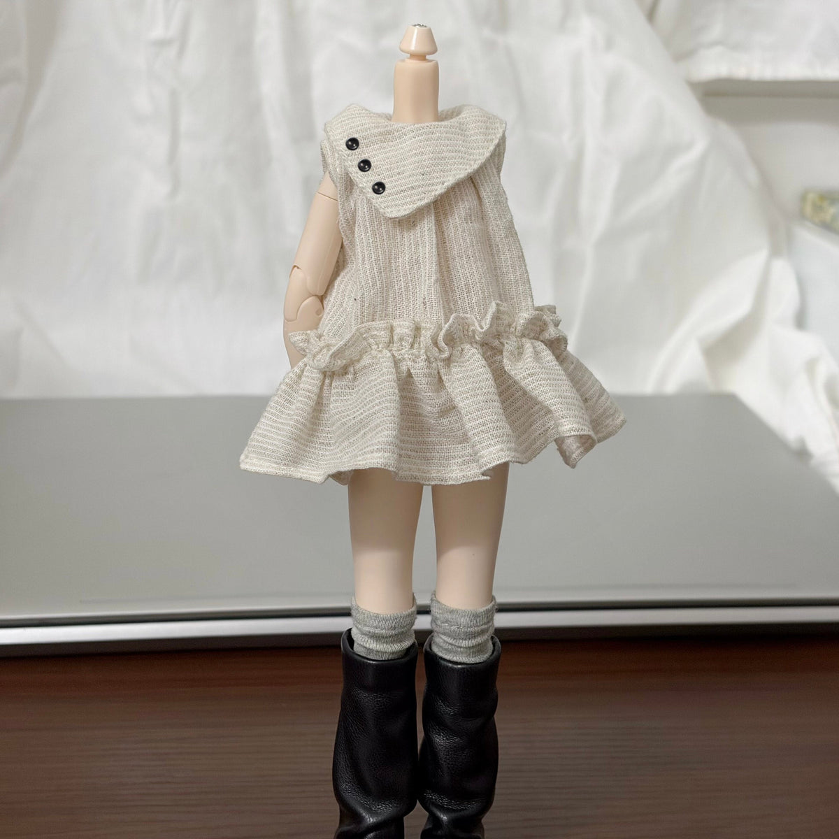 Striped Cotton Linen Doll Dress for Azone Blythe OB22 OB24 Dolls