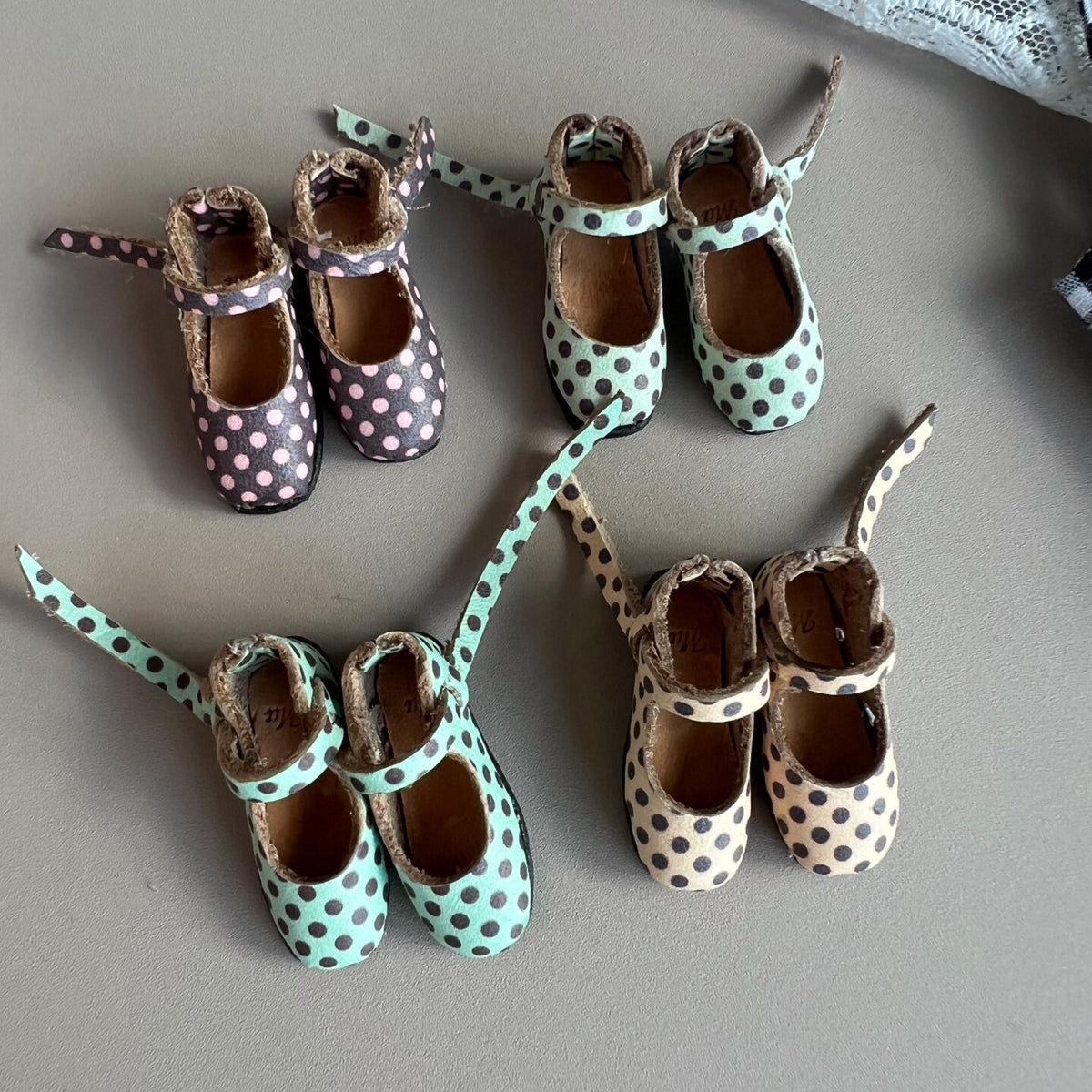 Polka Dot Leather Doll Shoes for Blythe Azone OB22 OB24 Dolls