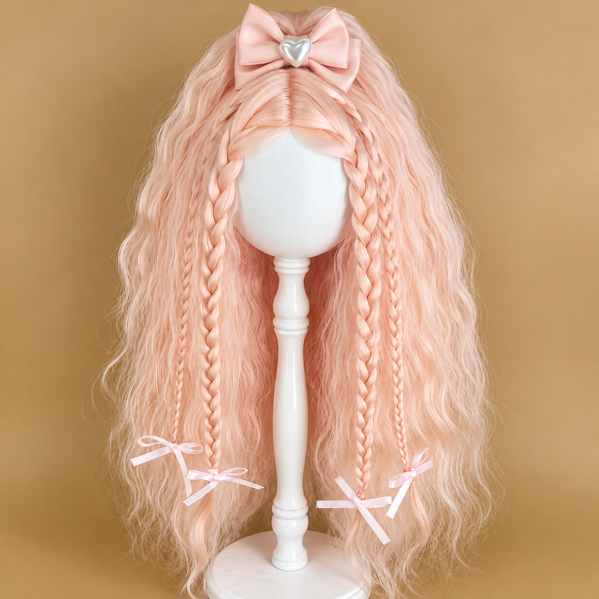 Pink Pre-Styled Mohair Wig for Blythe Qbaby Dolls – Handmade Doll Wig