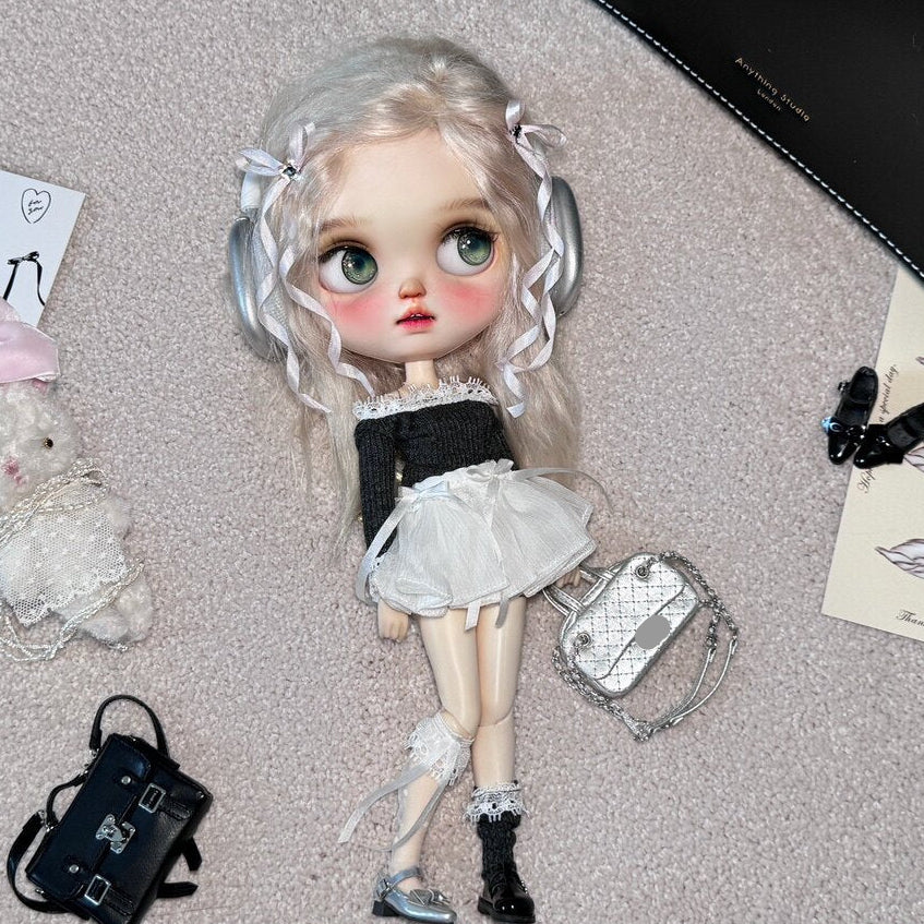 2pcs Strapless Doll Skirt Set for Blythe OB22 OB24 Azone - handmade by Umberloom Studio, main product photo