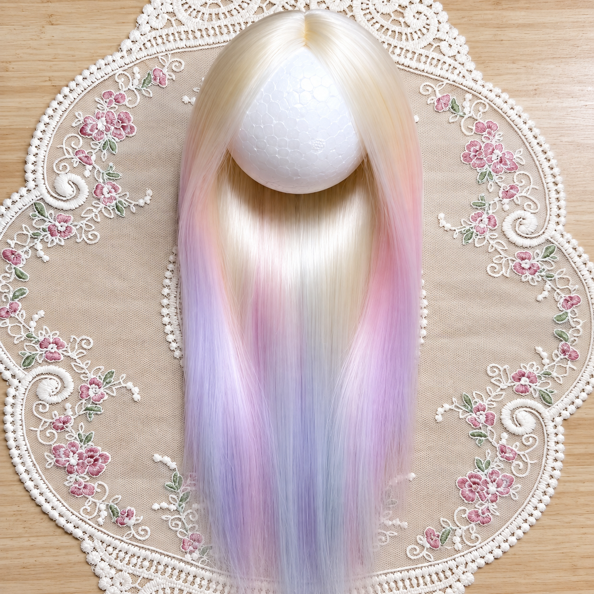Handmade Multicolor Highlighted Mohair Wig for Blythe Dolls – Custom Hard Cap Wig