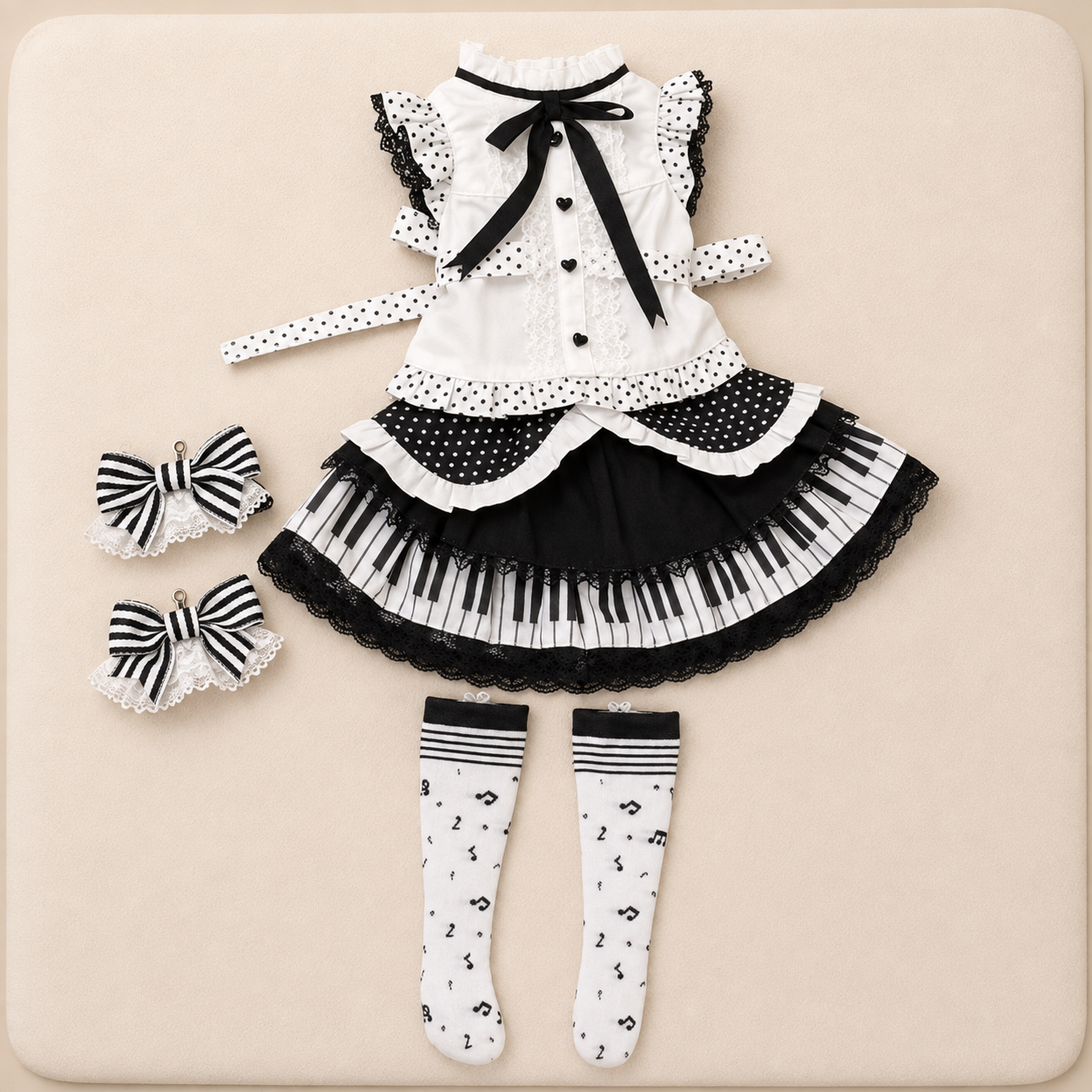 Printed Cotton Lace Doll Dress Set for Blythe OB22 OB24 Azone