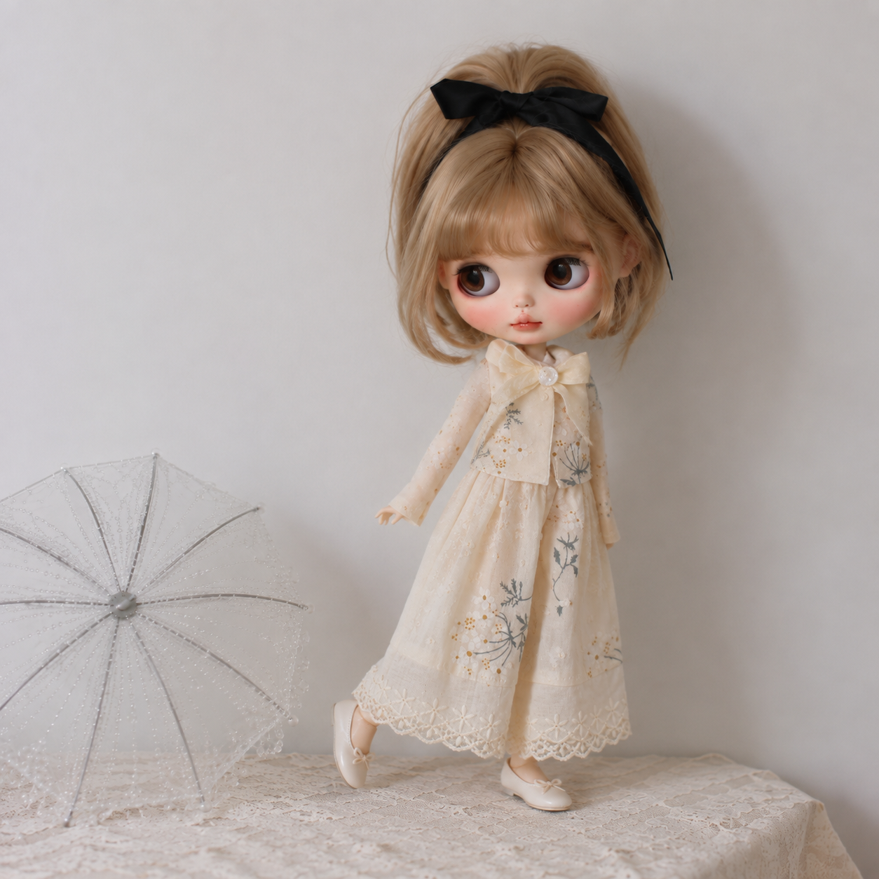 Printed Cotton Lace Doll Outfit for Blythe OB22 OB24 Azone