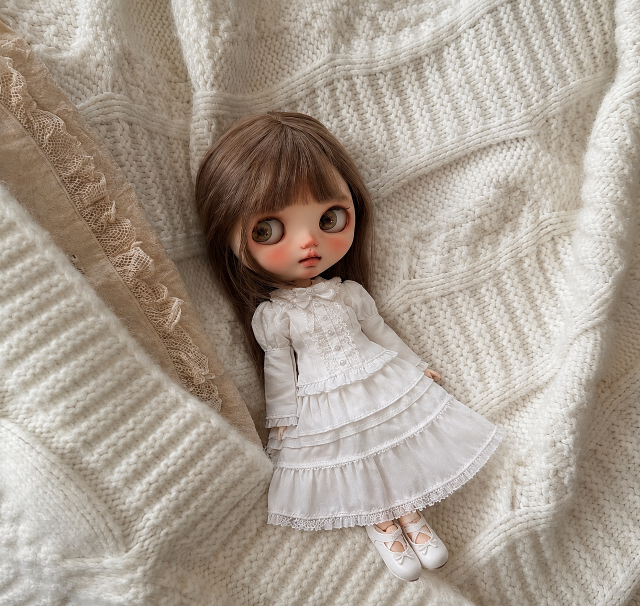 White Lace Doll Outfit Set for Blythe OB22 OB24 Azone Dolls