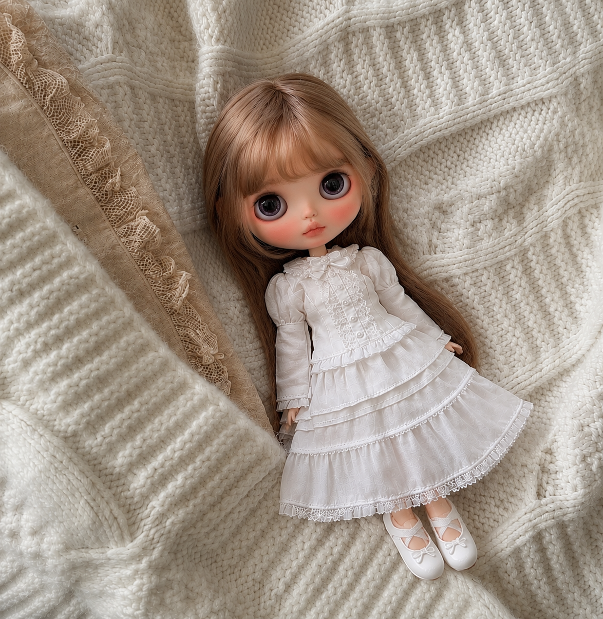 White Lace Doll Outfit Set for Blythe OB22 OB24 Azone Dolls