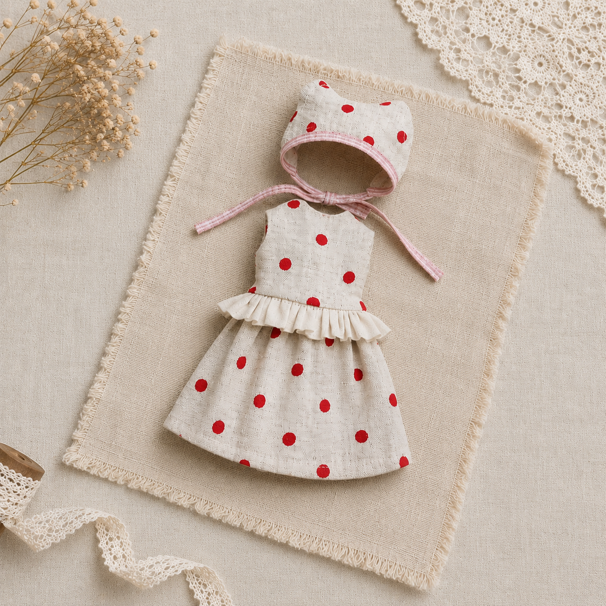 Cotton Linen Doll Vest & Skirt Set for Blythe OB22 OB24 – Casual Doll Outfit