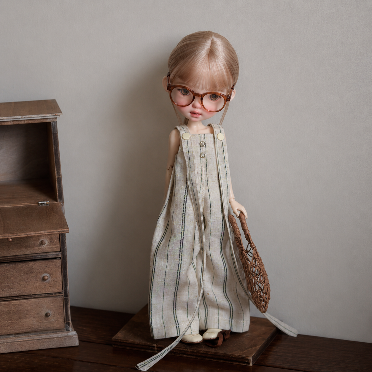 Cotton Linen Doll Overalls for Blythe OB22 OB24 – Casual Suspender Pants Outfit