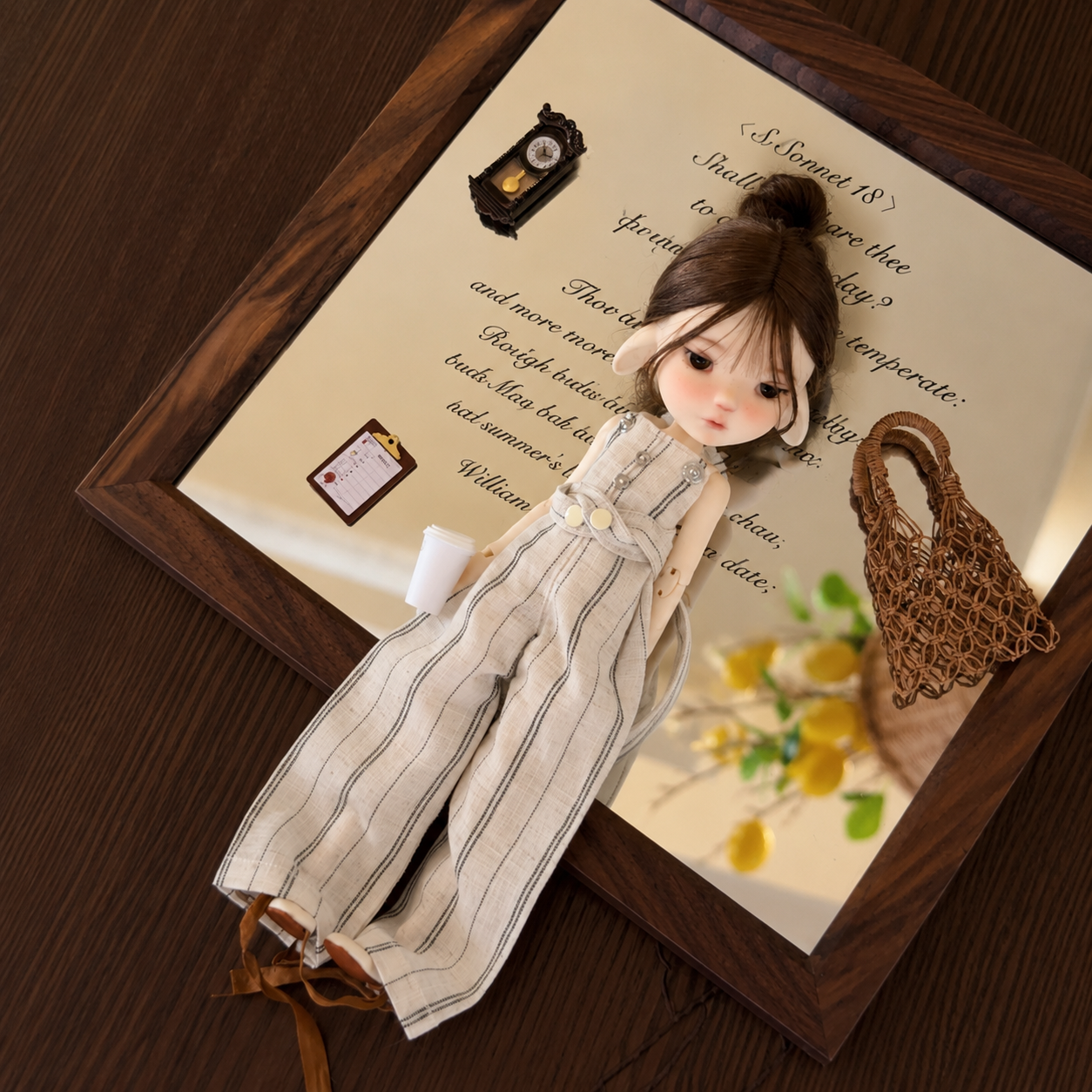 Cotton Linen Doll Overalls for Blythe OB22 OB24 – Casual Suspender Pants Outfit