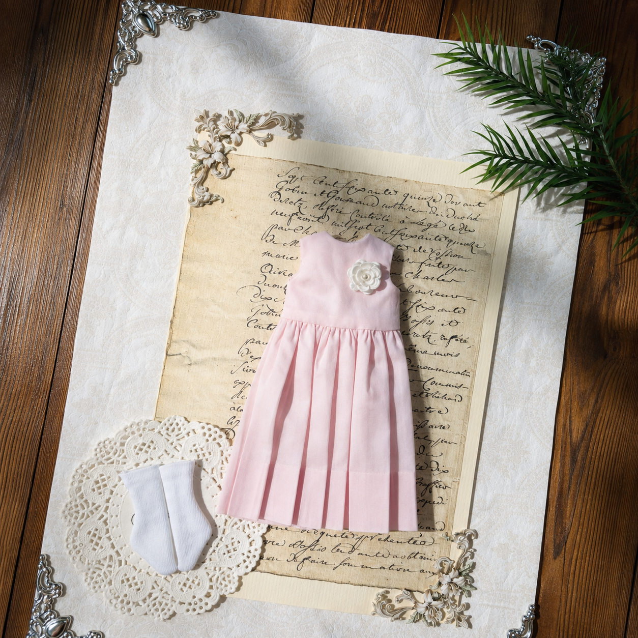 Cotton Linen Doll Dress Set for Blythe OB22 OB24 – Dress & Socks Outfit