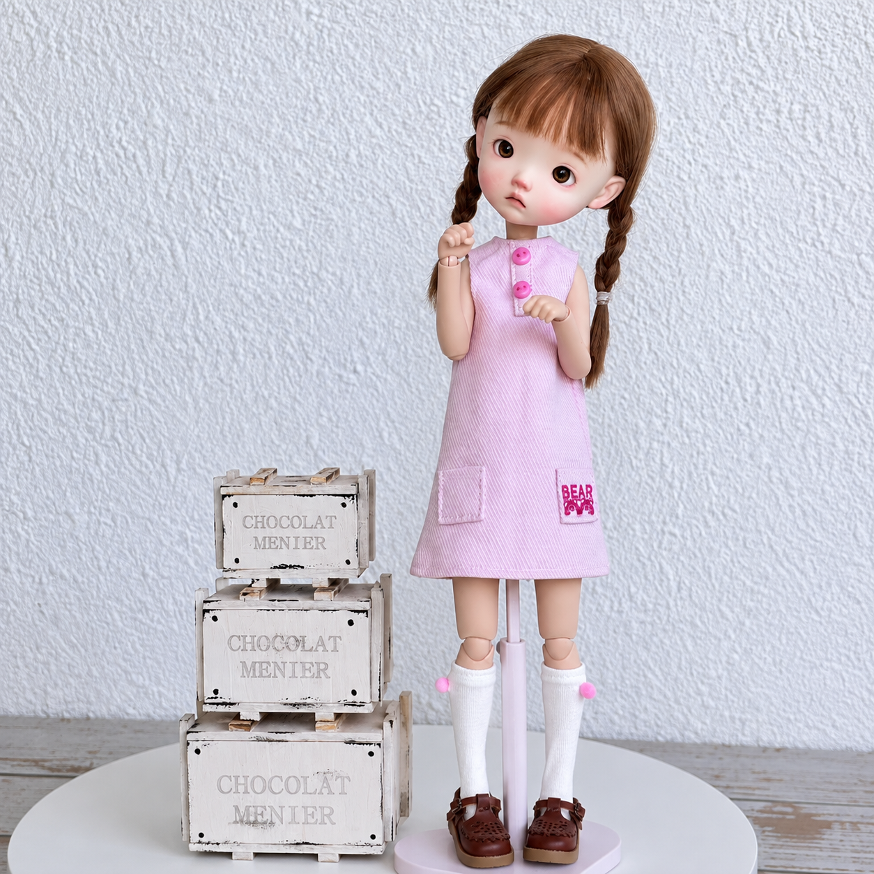 Cotton Linen Doll Dress Set for Blythe OB22 OB24 – Dress & Socks Outfit