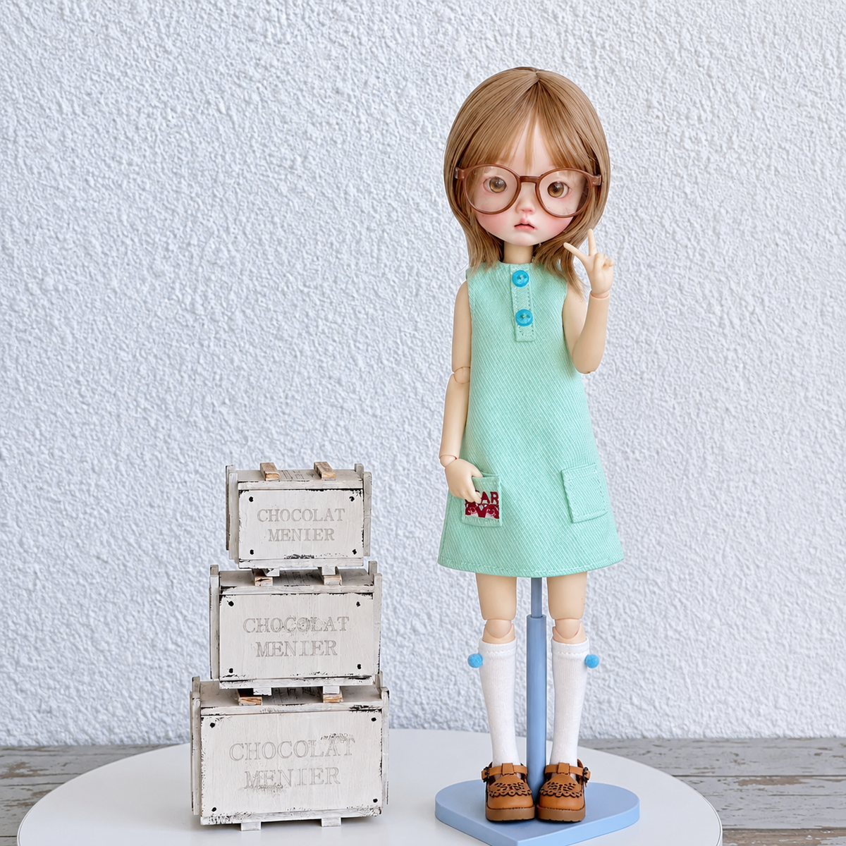 Cotton Linen Doll Dress Set for Blythe OB22 OB24 – Dress & Socks Outfit