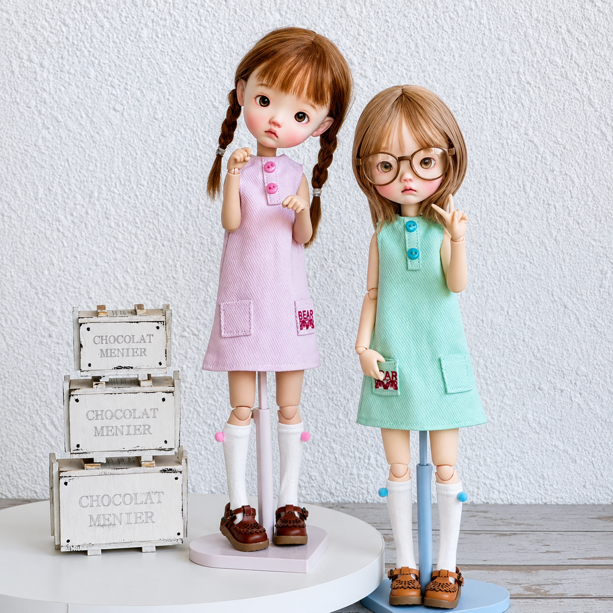 Cotton Linen Doll Dress Set for Blythe OB22 OB24 – Dress & Socks Outfit