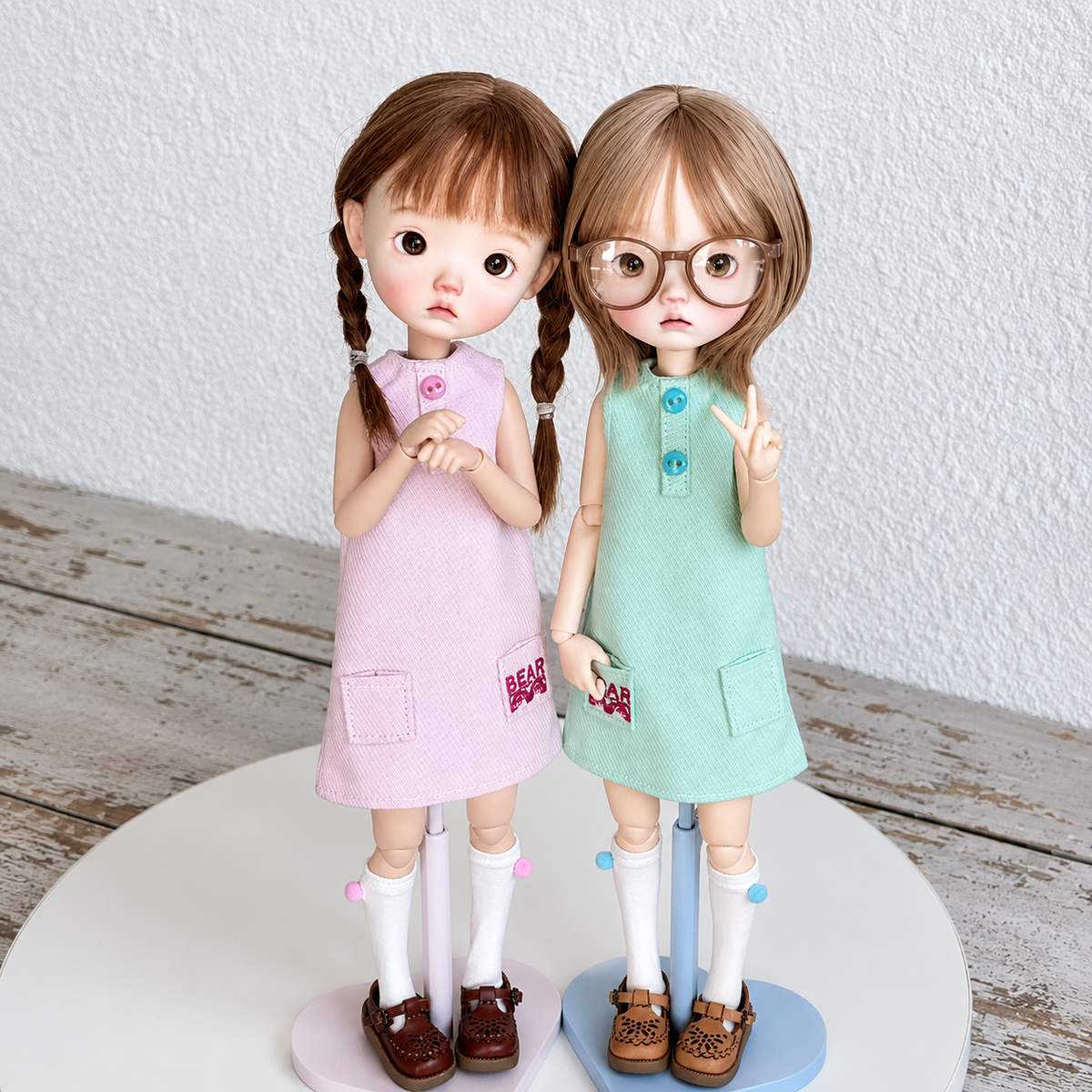 Cotton Linen Doll Dress Set for Blythe OB22 OB24 – Dress & Socks Outfit
