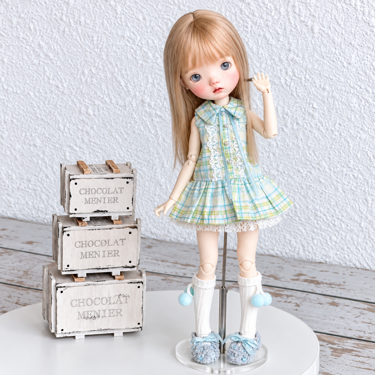 Cotton Linen Doll Romper Set for Blythe OB22 OB24 – Lace Romper & Socks Outfit