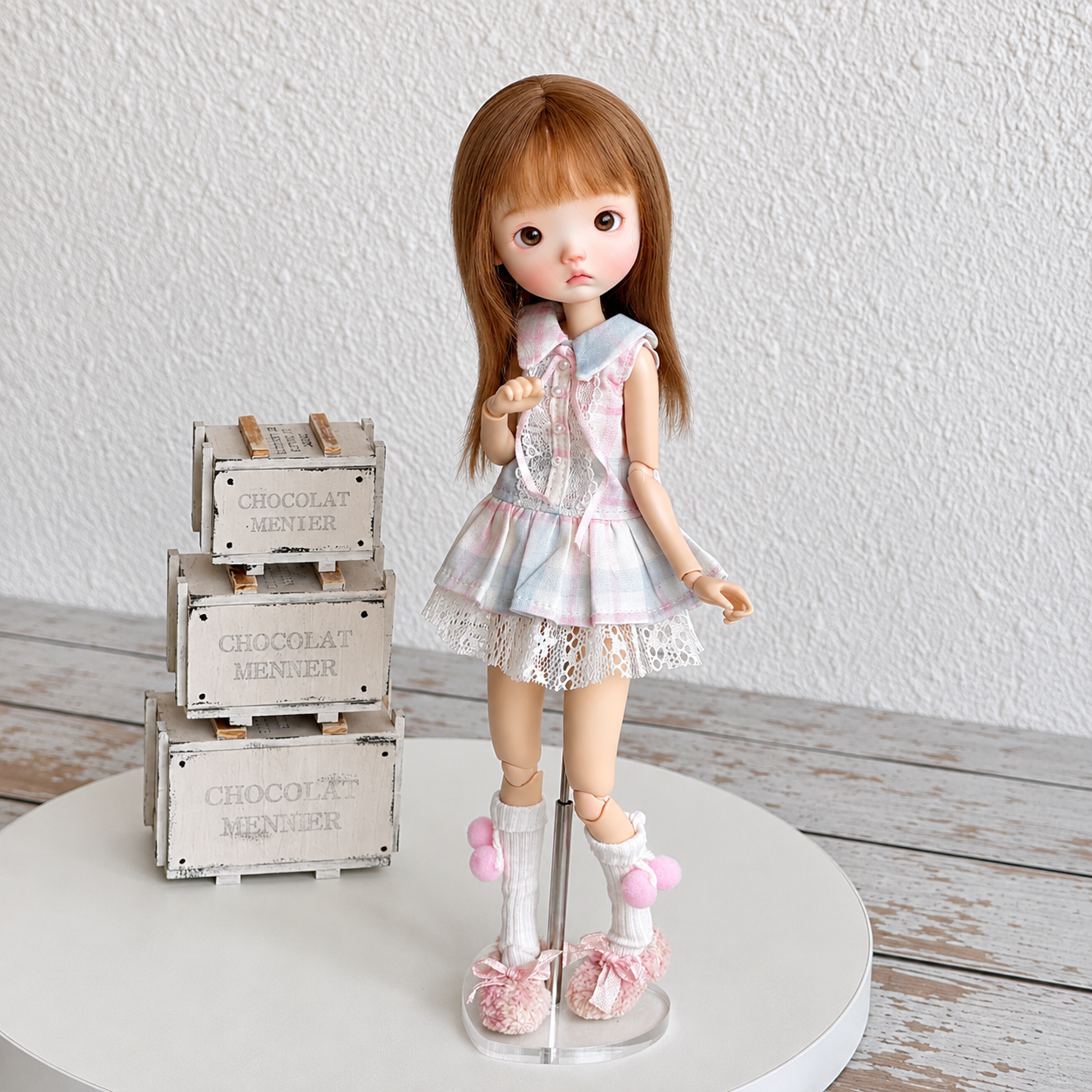Cotton Linen Doll Romper Set for Blythe OB22 OB24 – Lace Romper & Socks Outfit
