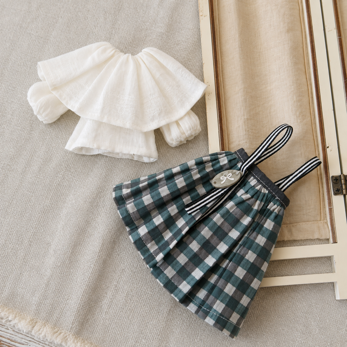 Linen Doll Clothes Set for Blythe OB22 OB24 – Casual Top & Pants Outfit