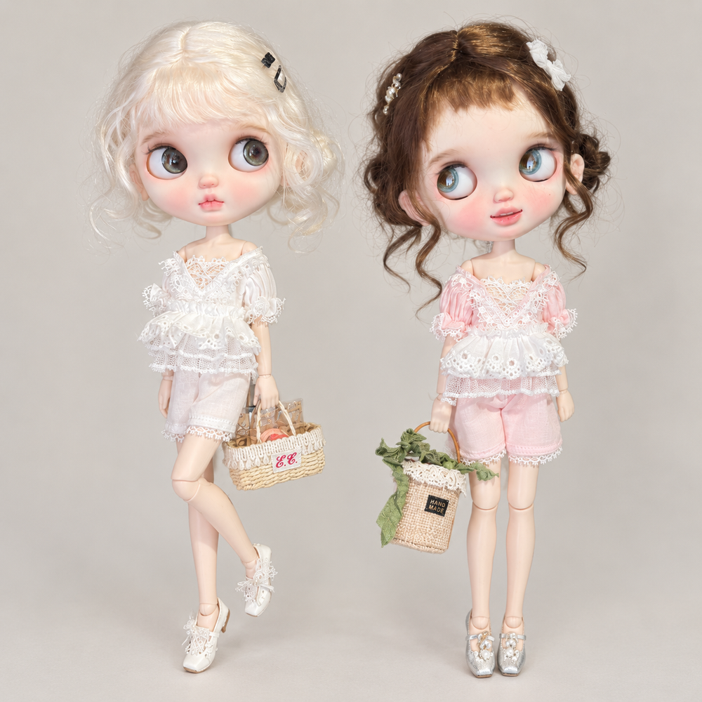Chiffon Lace Doll Outfit Set for Blythe OB22 OB24 Azone - handmade by Umberloom Studio, main product photo