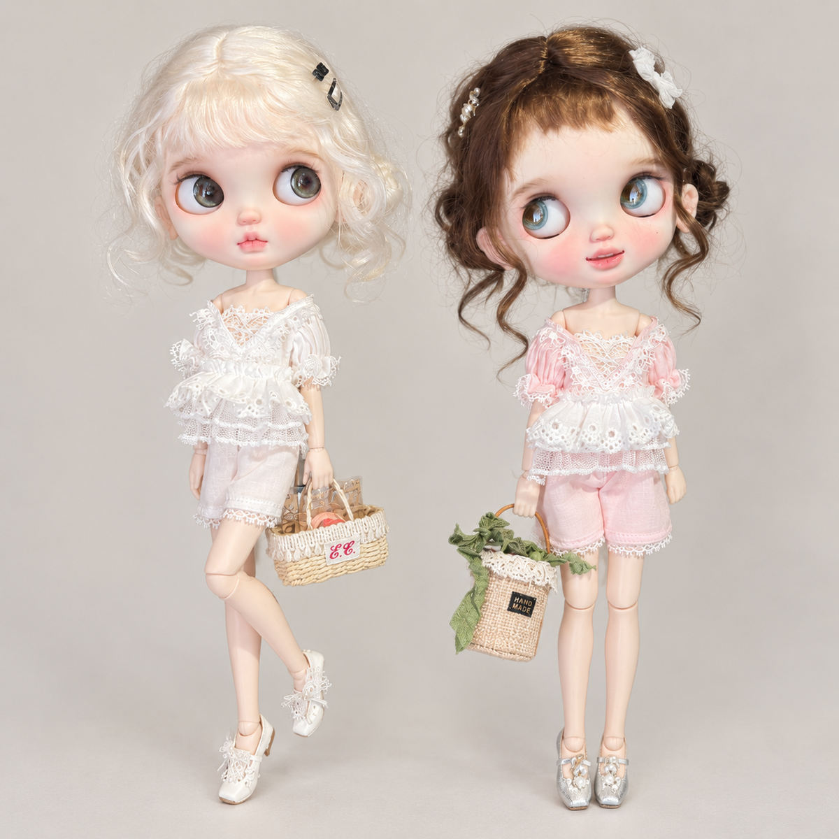 Chiffon Lace Doll Outfit Set for Blythe OB22 OB24 Azone - handmade by Umberloom Studio, main product photo