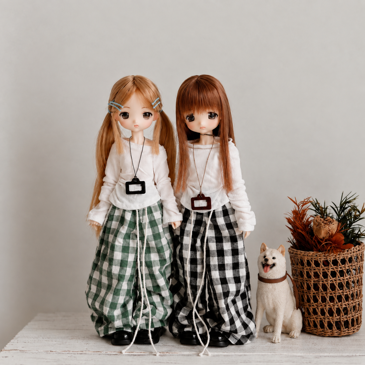 Plaid Wide Leg Doll Pants for Blythe OB22 OB24 Azone - handmade by Umberloom Studio, main product photo