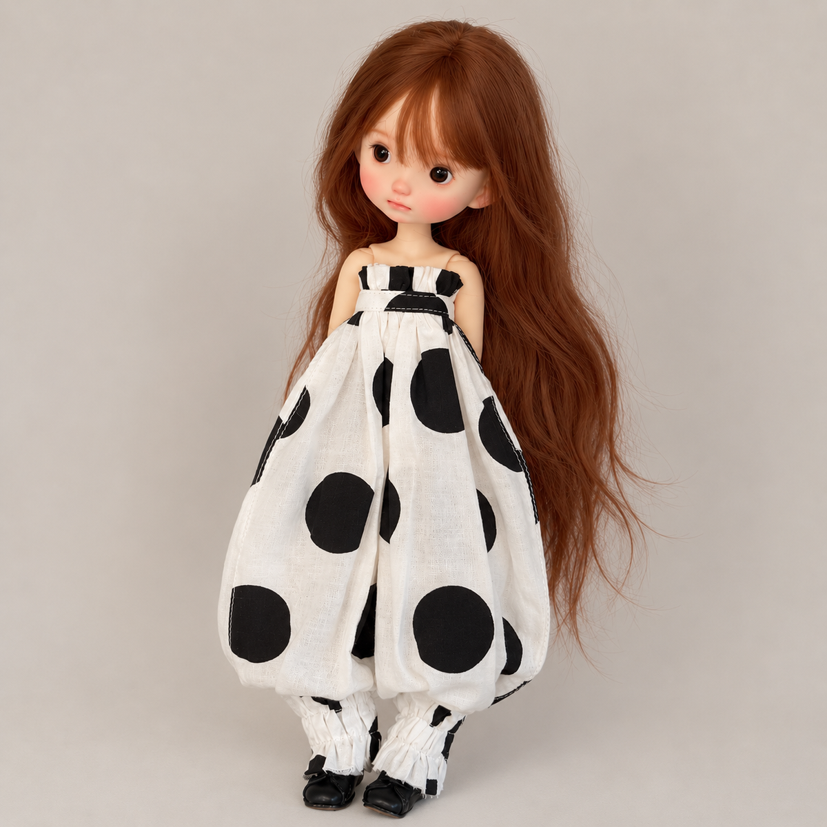 Polka Dot Cotton Linen Jumpsuit for BJD OB22 OB24 Dolls