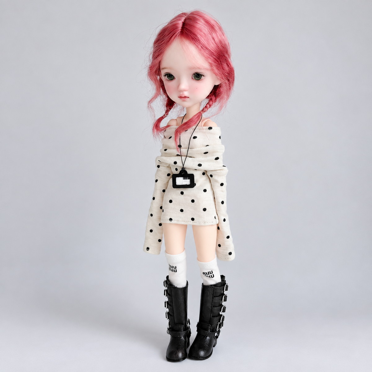 Polka Dot Turtleneck Doll T-Shirt for Azone OB22 Blythe Dolls