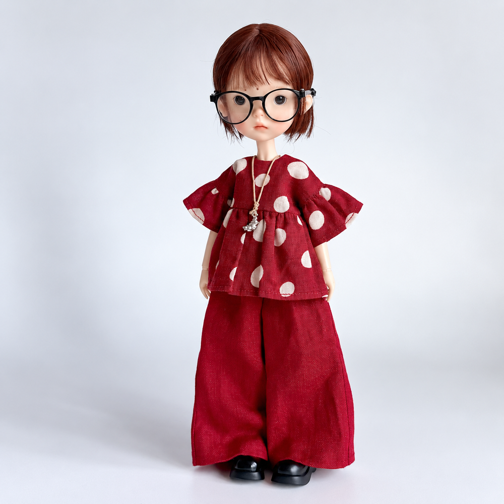 Red Polka Dot Doll Top for Azone OB22 Blythe Dolls