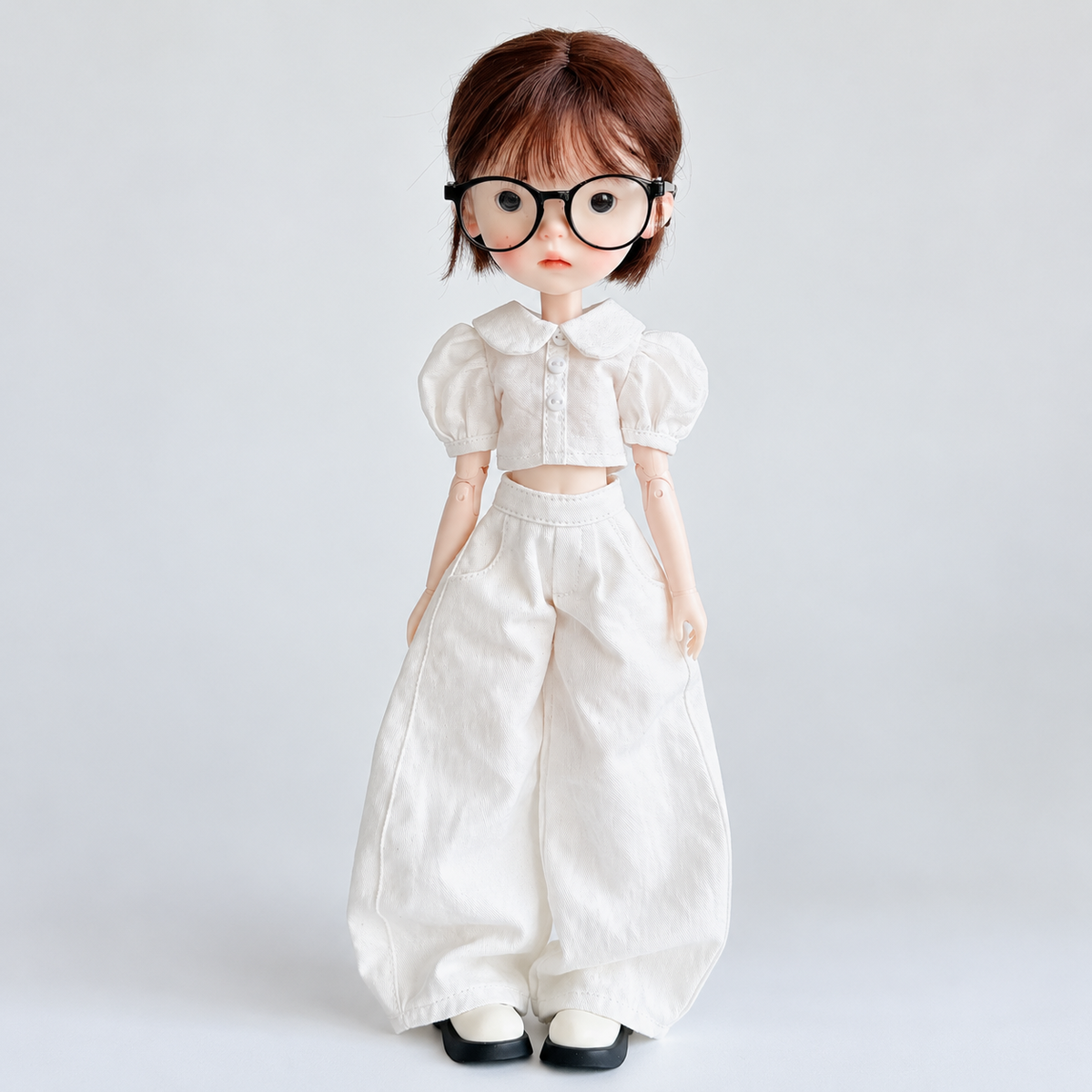 Puff Sleeve Cotton Linen Blouse for Azone OB22 OB24 Blythe Dolls