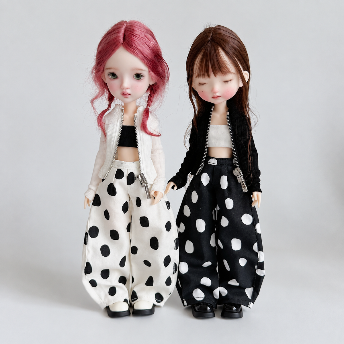 Large Polka Dot Ruched Pants for Azone OB22 Blythe Dolls