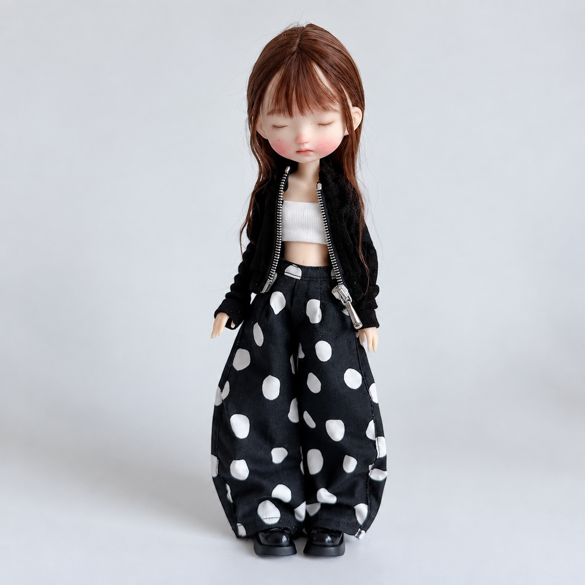 Large Polka Dot Ruched Pants for Azone OB22 Blythe Dolls
