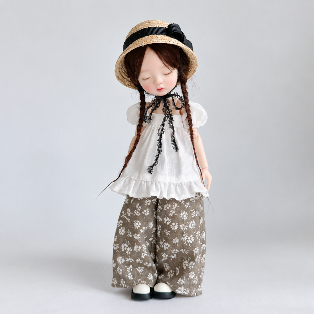 White Puff Sleeve Top & Pants Set for Blythe OB22 OB24 Dolls