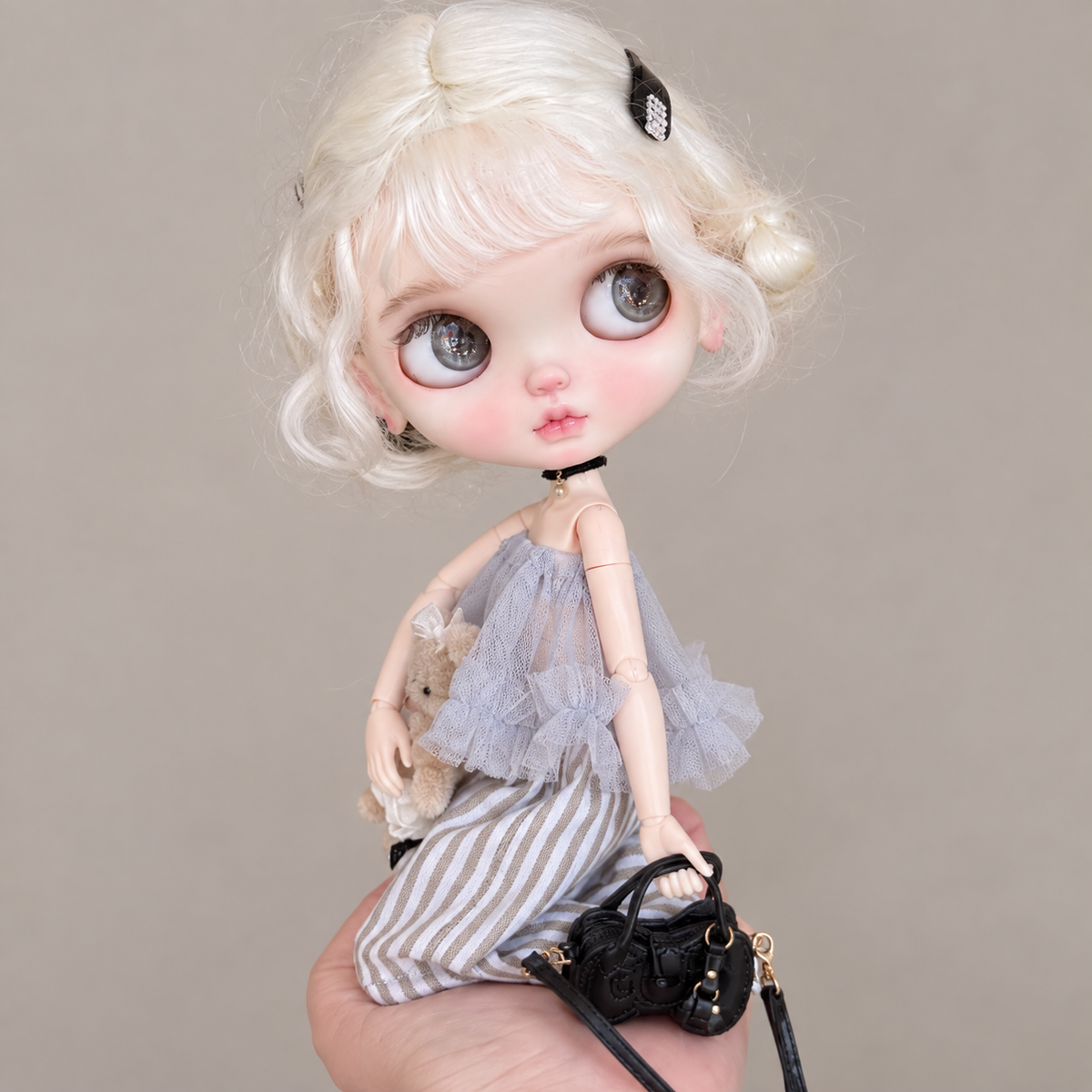 Lace Bandeau & Wide Leg Pants Set for Blythe OB22 OB24 Azone - handmade by Umberloom Studio, main product photo