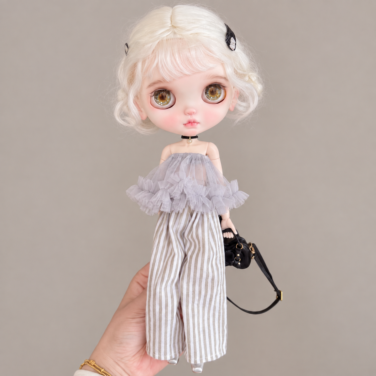 Lace Bandeau & Wide Leg Pants Set for Blythe OB22 OB24 Azone - handmade by Umberloom Studio, view 2 of 4