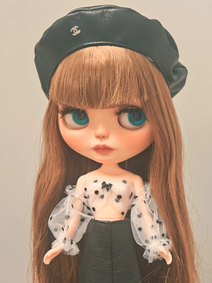 Lace Top & Leather Skirt Doll Outfit Set for Blythe OB22 OB24 Dolls