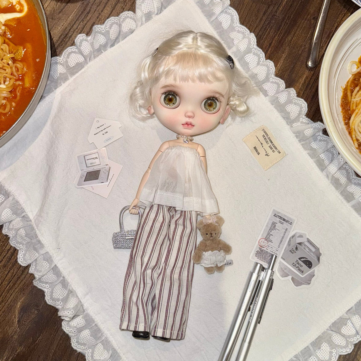 2pcs Strapless Chiffon Doll Outfit for Blythe OB22 OB24 Azone - handmade by Umberloom Studio, view 2 of 3