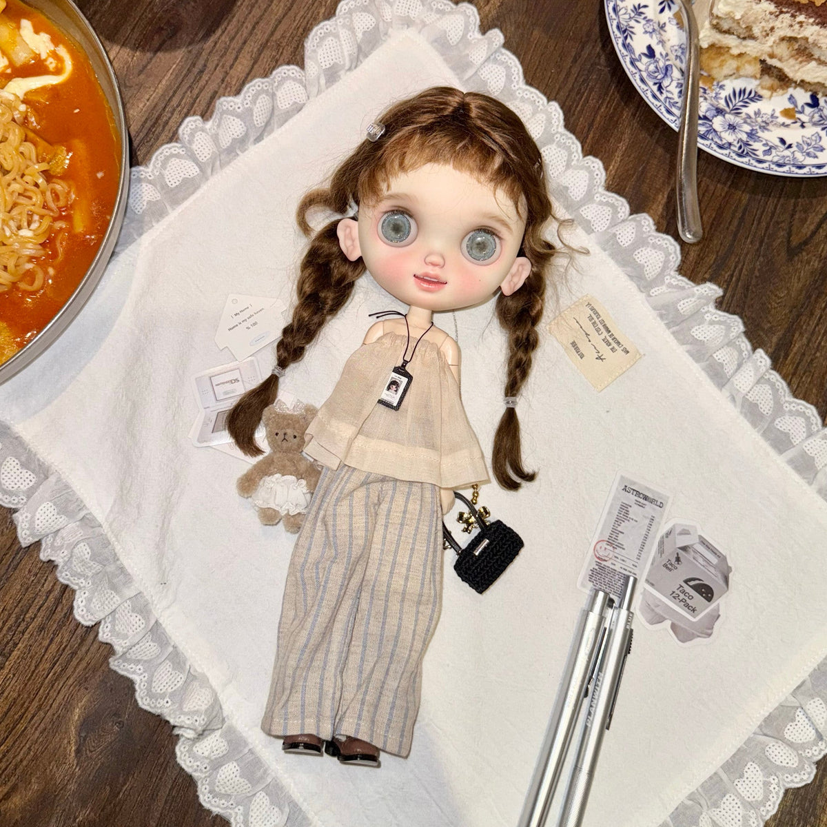 2pcs Strapless Chiffon Doll Outfit for Blythe OB22 OB24 Azone - handmade by Umberloom Studio, view 3 of 3