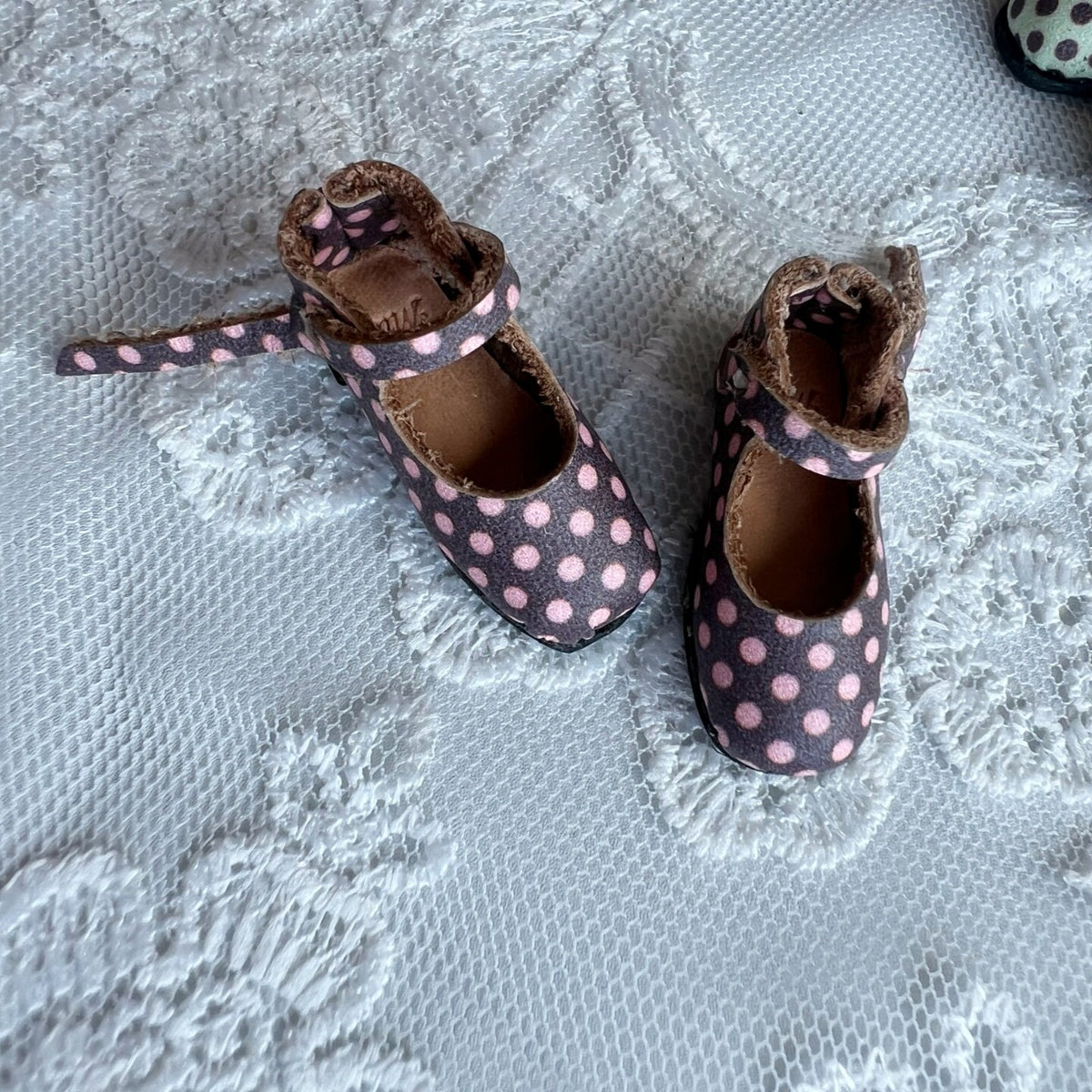 Polka Dot Leather Doll Shoes for Blythe Azone OB22 OB24 Dolls