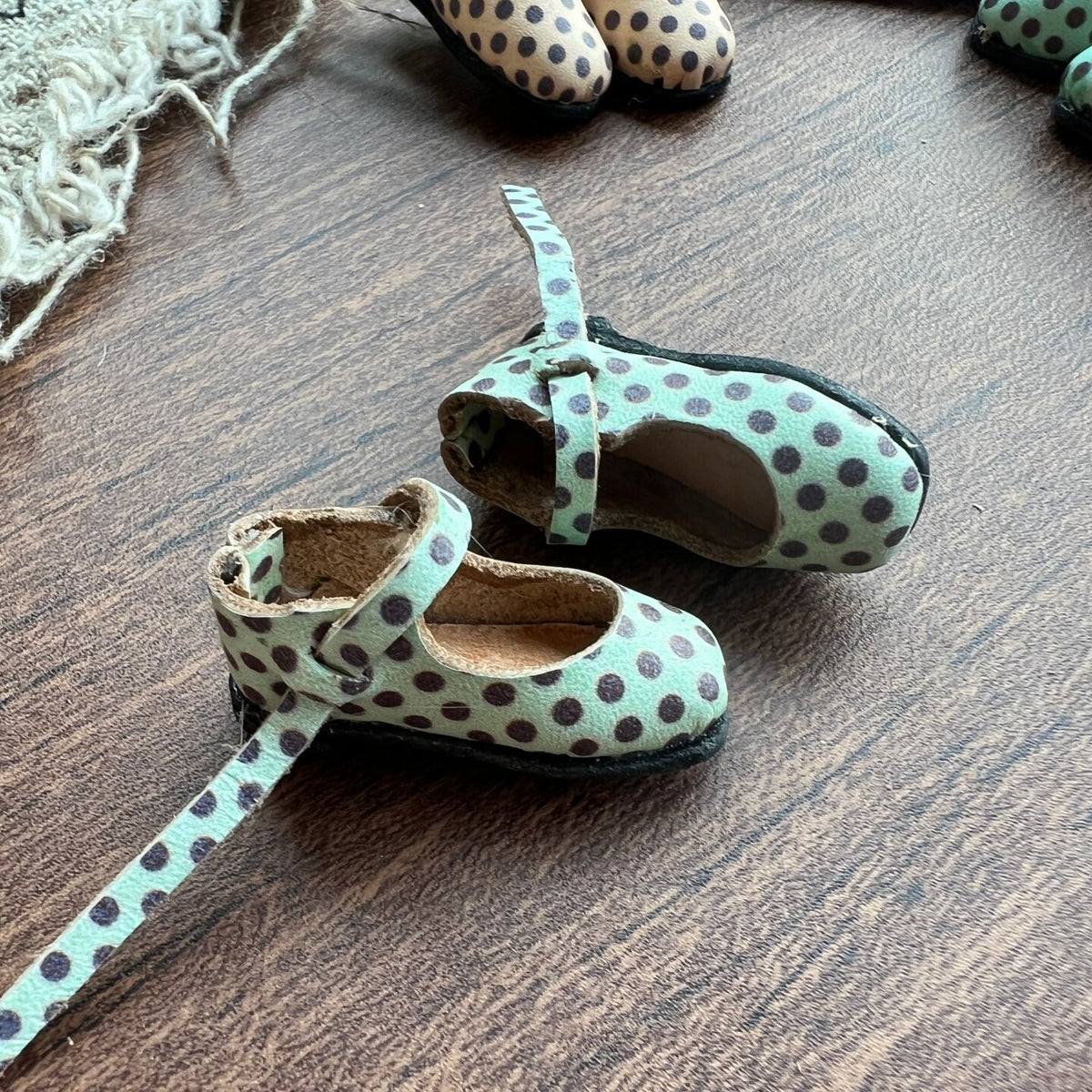 Polka Dot Leather Doll Shoes for Blythe Azone OB22 OB24 Dolls