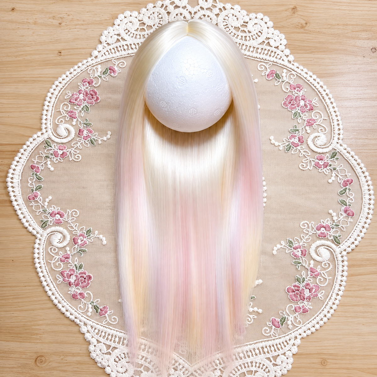 Handmade Multicolor Highlighted Mohair Wig for Blythe Dolls – Custom Hard Cap Wig