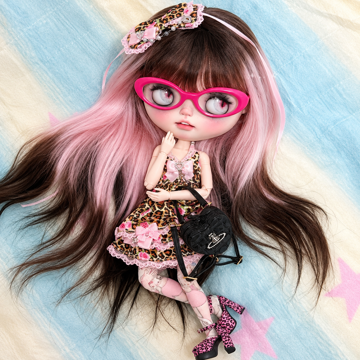 Handmade Ombre Mohair Wig for Blythe Dolls – Custom Hard Cap Doll Wid