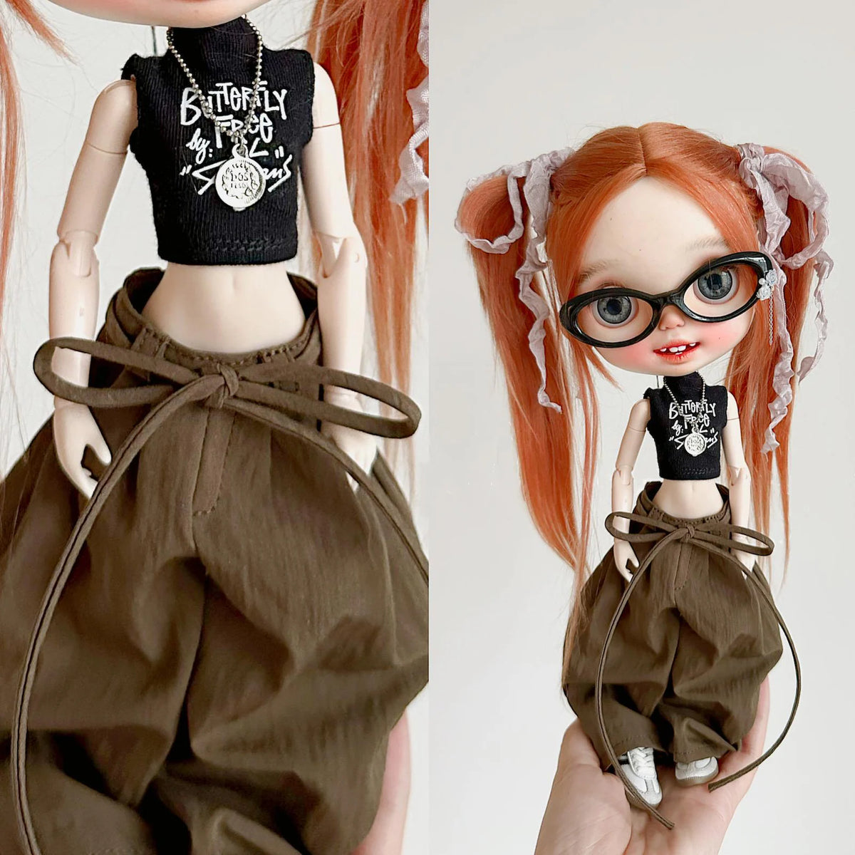Baggy Suspender Pants for Blythe BJD OB22 Azone 1/6 Dolls