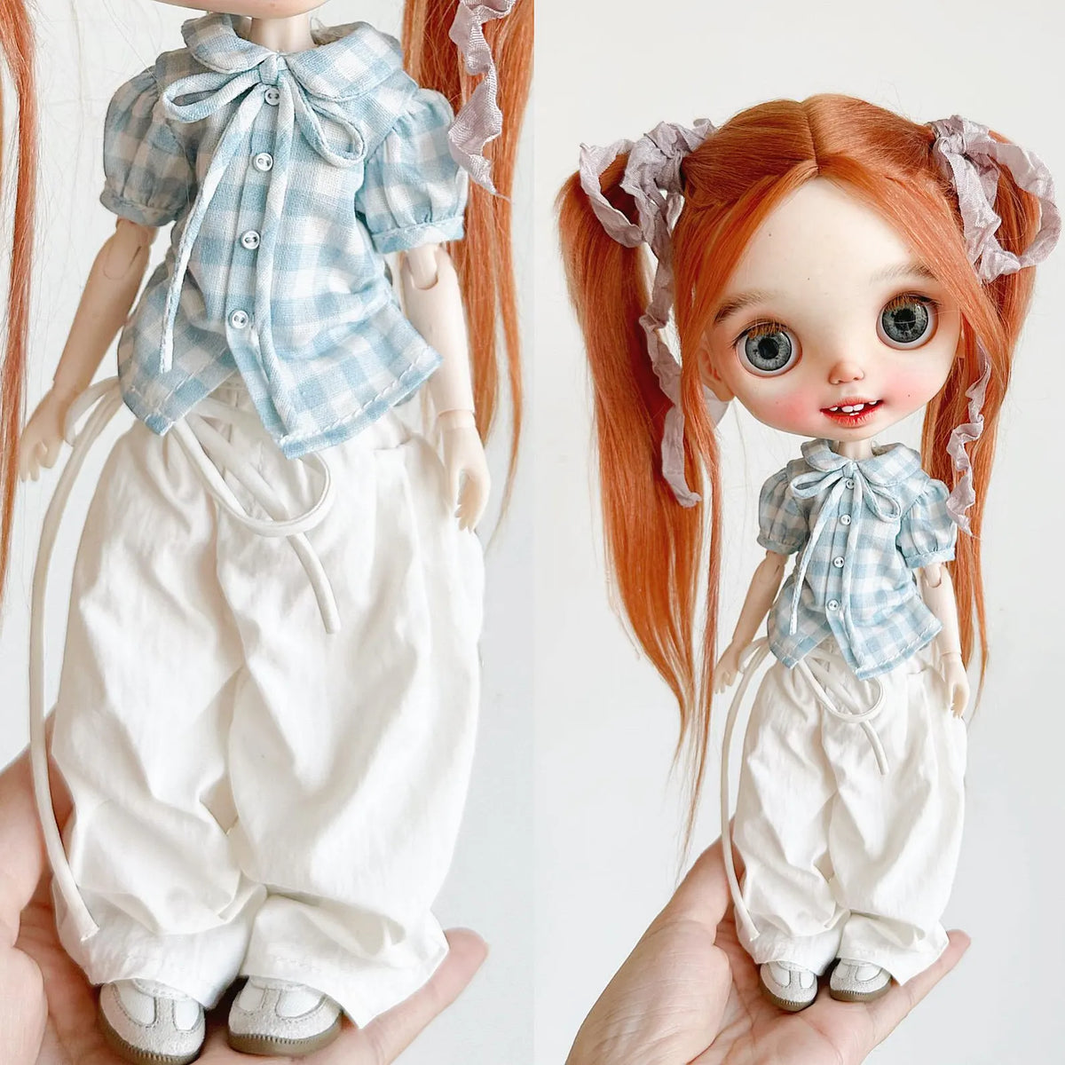 Ribbon Tie Bow Blouse & Bubble Skirt Set for Blythe BJD OB22 Azone 1/6 Dolls