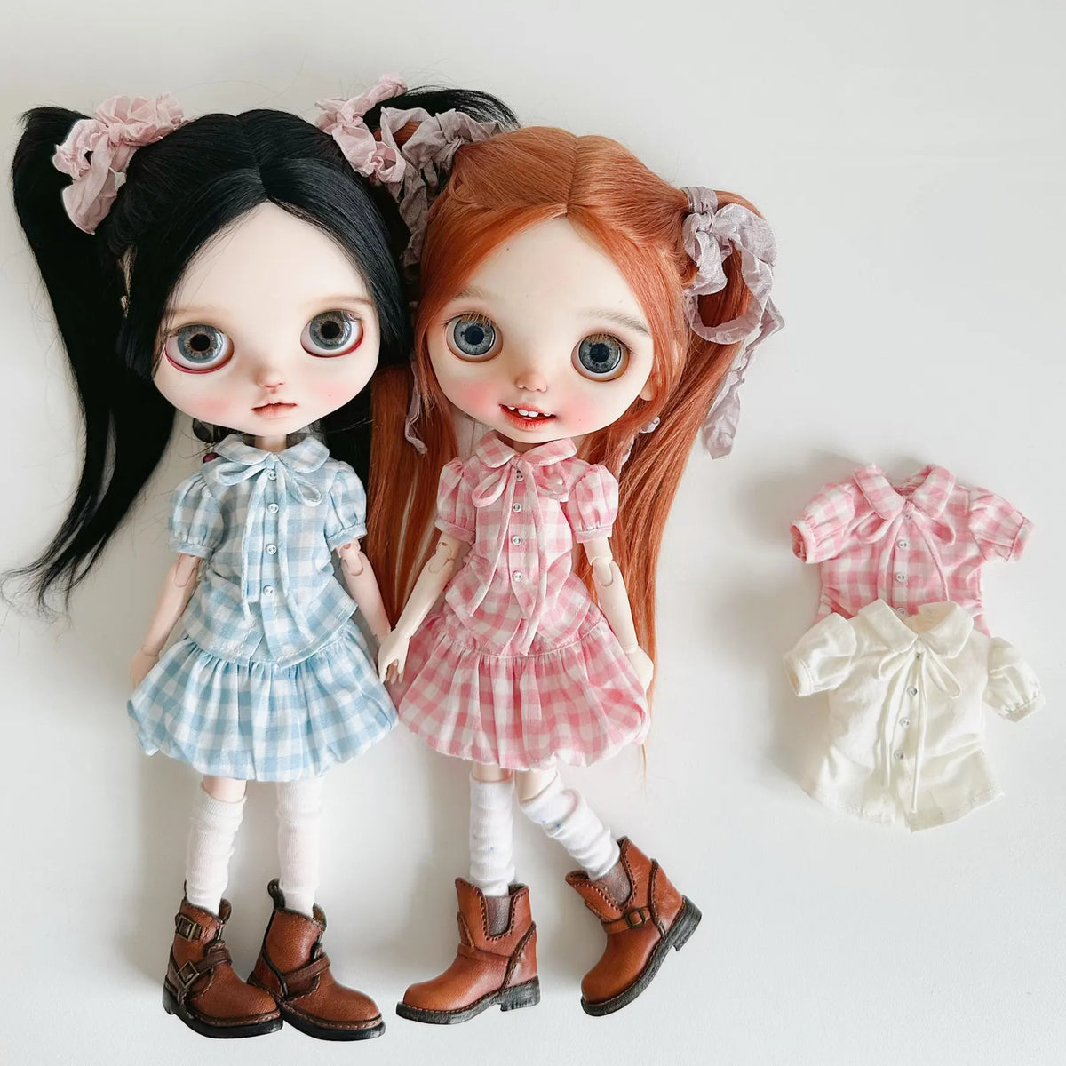 Ribbon Tie Bow Blouse & Bubble Skirt Set for Blythe BJD OB22 Azone 1/6 Dolls