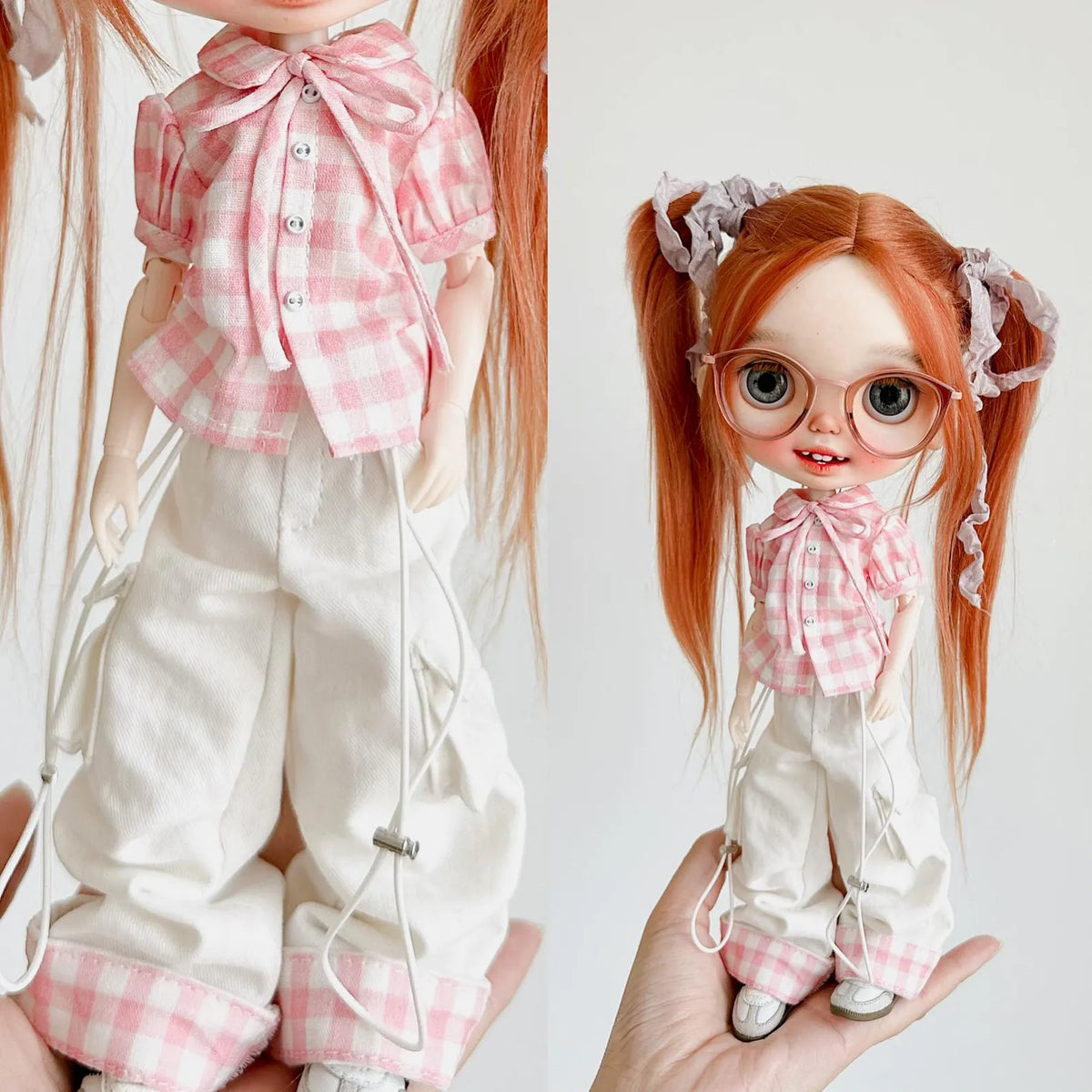 Ribbon Tie Bow Blouse & Bubble Skirt Set for Blythe BJD OB22 Azone 1/6 Dolls